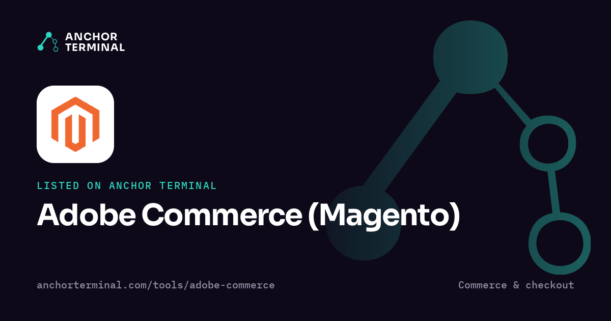 Adobe Commerce (Magento), listed on Anchor Terminal, dark sharing image