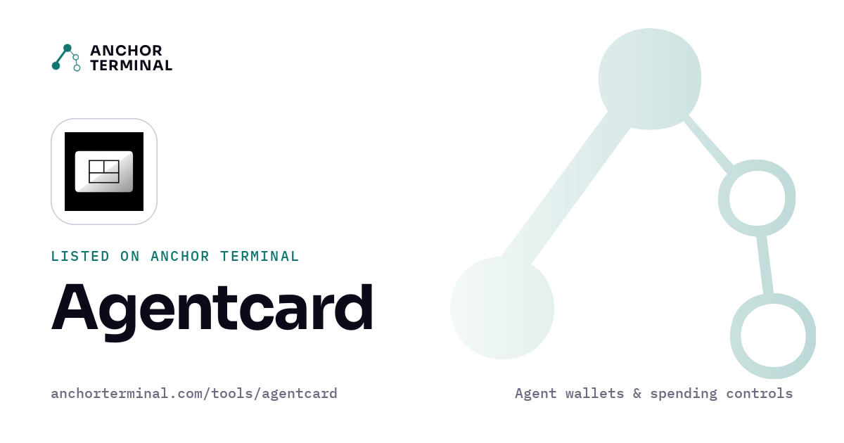 Agentcard, listed on Anchor Terminal, light sharing image