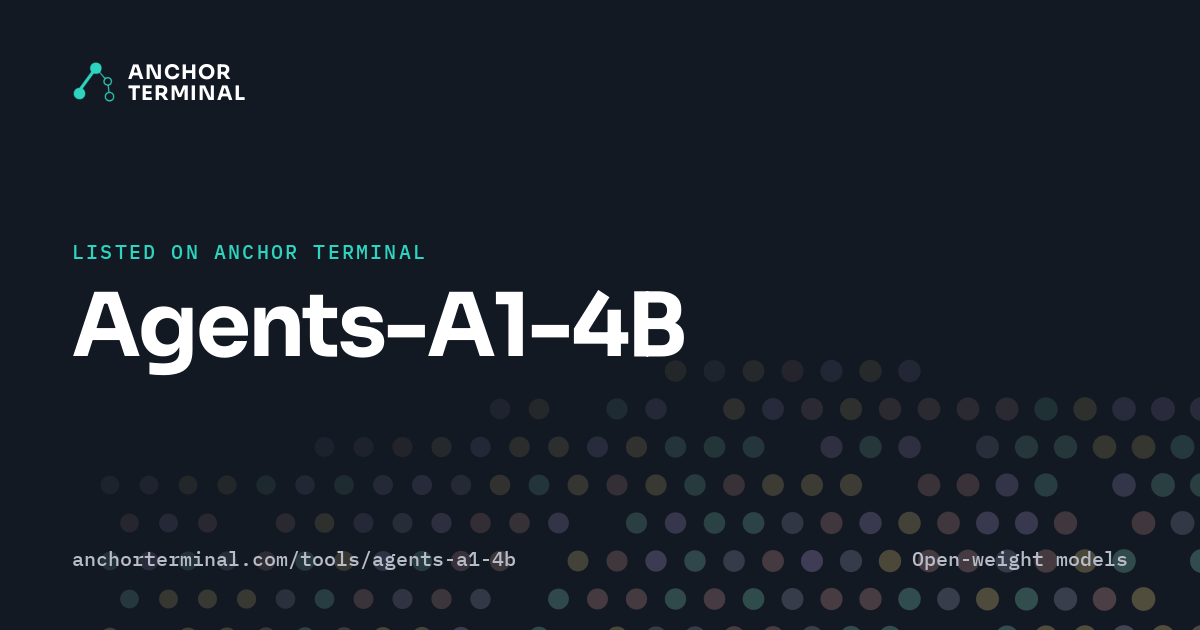 Agents-A1-4B, listed on Anchor Terminal, dark sharing image