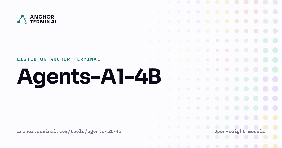 Agents-A1-4B, listed on Anchor Terminal, light sharing image