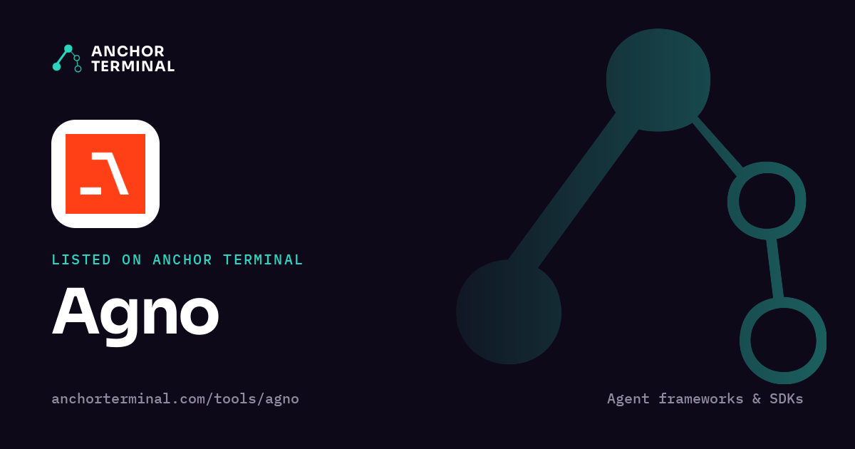 Agno, listed on Anchor Terminal, dark sharing image
