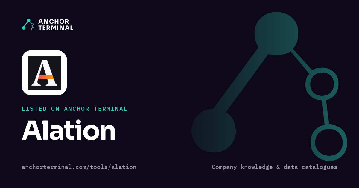 Alation, listed on Anchor Terminal, dark sharing image