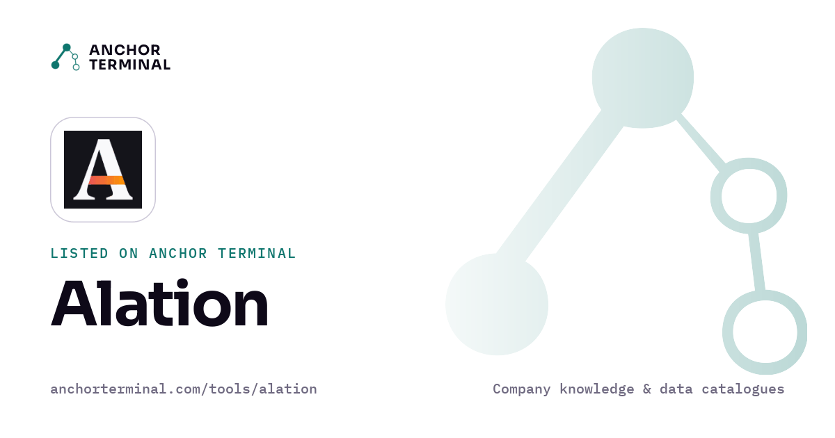Alation, listed on Anchor Terminal, light sharing image
