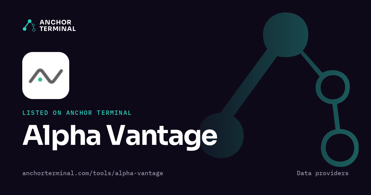 Alpha Vantage, listed on Anchor Terminal, dark sharing image
