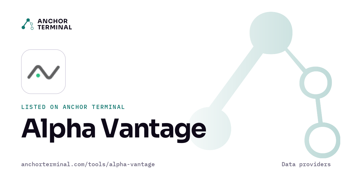 Alpha Vantage, listed on Anchor Terminal, light sharing image