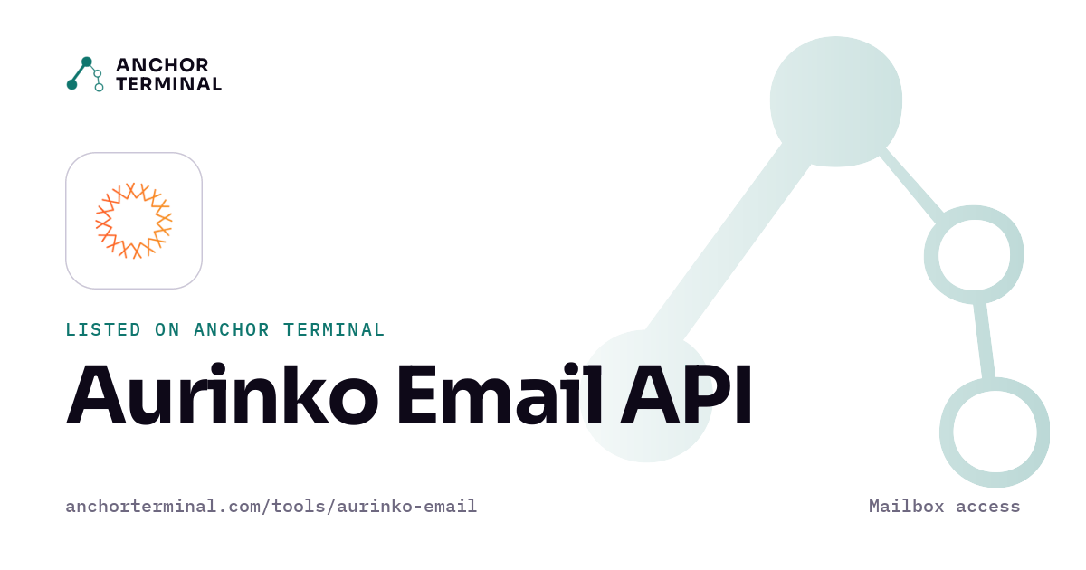 Aurinko Email API, listed on Anchor Terminal, light sharing image