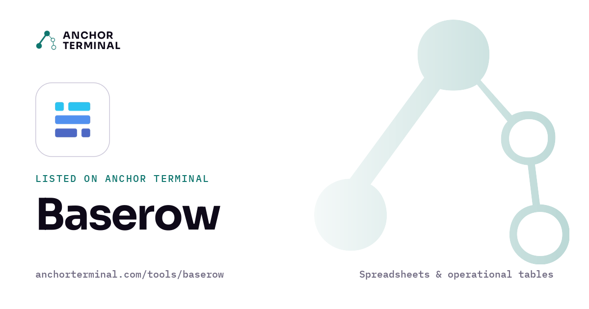 Baserow, listed on Anchor Terminal, light sharing image