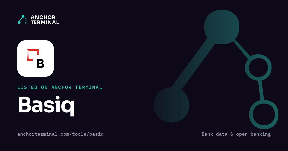 Basiq, listed on Anchor Terminal, dark sharing image