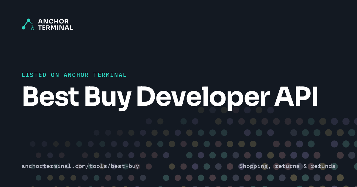 Best Buy Developer API, listed on Anchor Terminal, dark sharing image