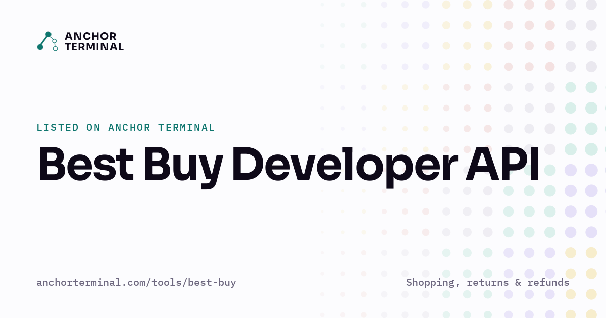 Best Buy Developer API, listed on Anchor Terminal, light sharing image