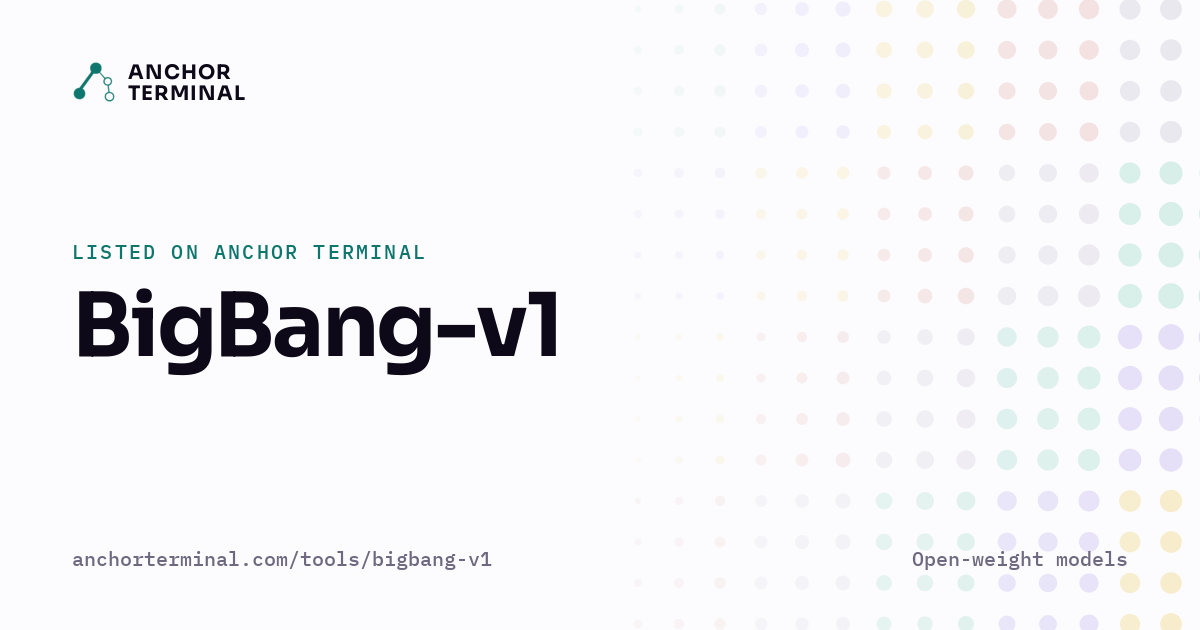 BigBang-v1, listed on Anchor Terminal, light sharing image