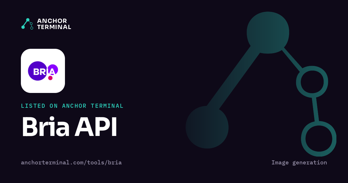 Bria API, listed on Anchor Terminal, dark sharing image