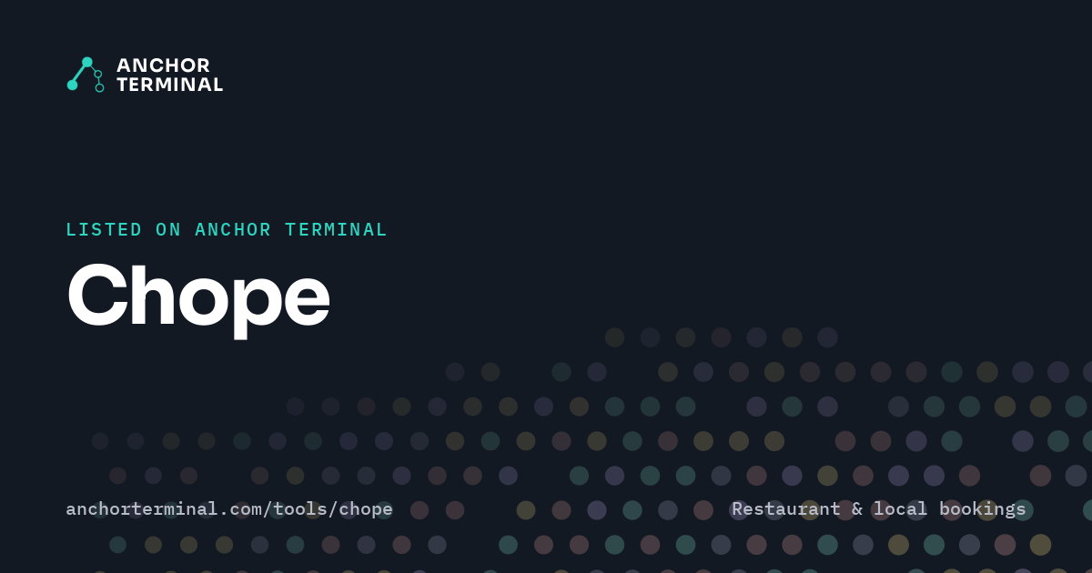 Chope, listed on Anchor Terminal, dark sharing image