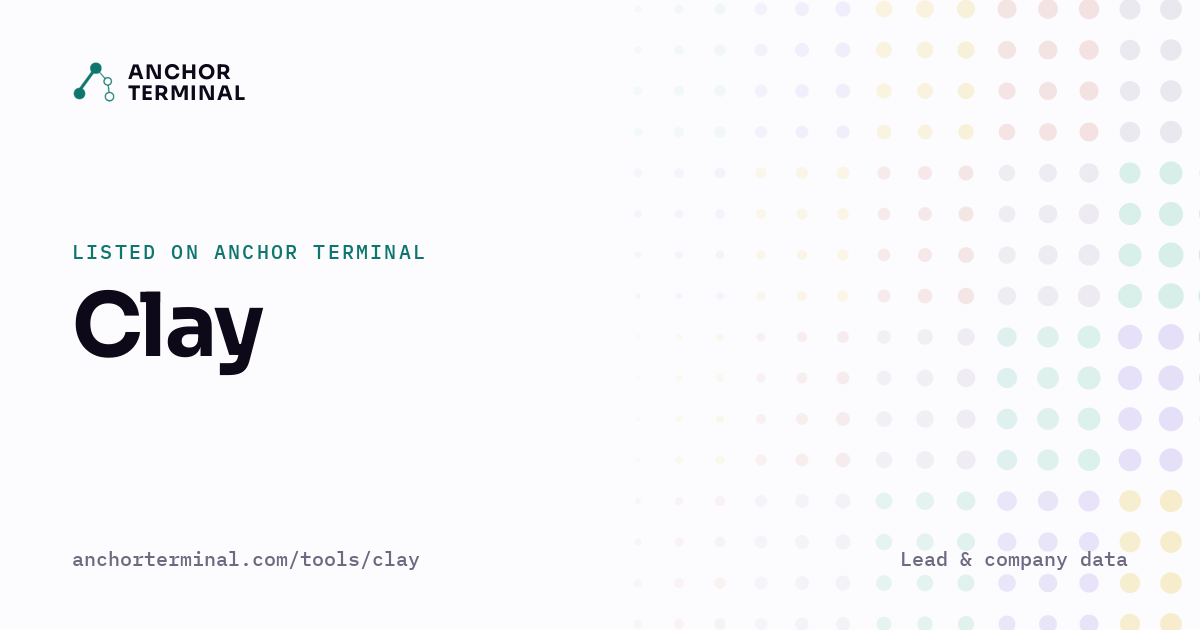 Clay, listed on Anchor Terminal, light sharing image