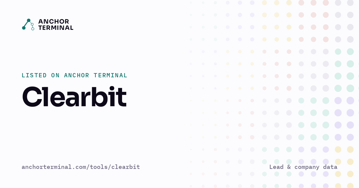 Clearbit, listed on Anchor Terminal, light sharing image