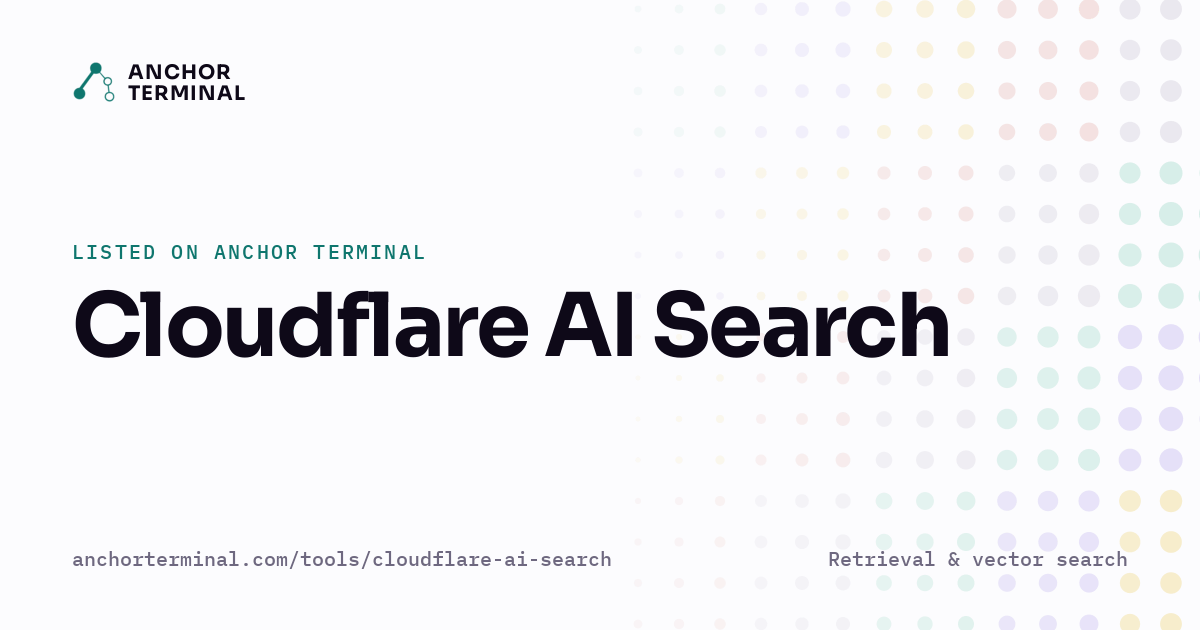 Cloudflare AI Search, listed on Anchor Terminal, light sharing image
