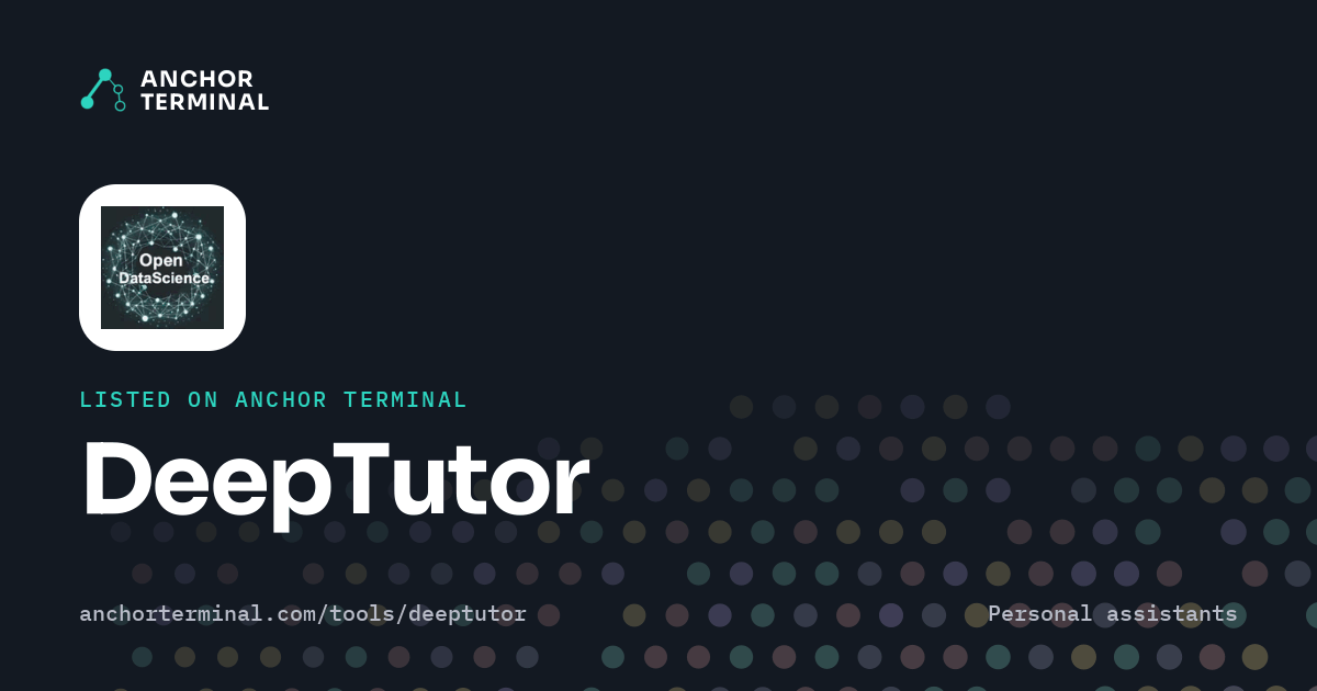 DeepTutor, listed on Anchor Terminal, dark sharing image
