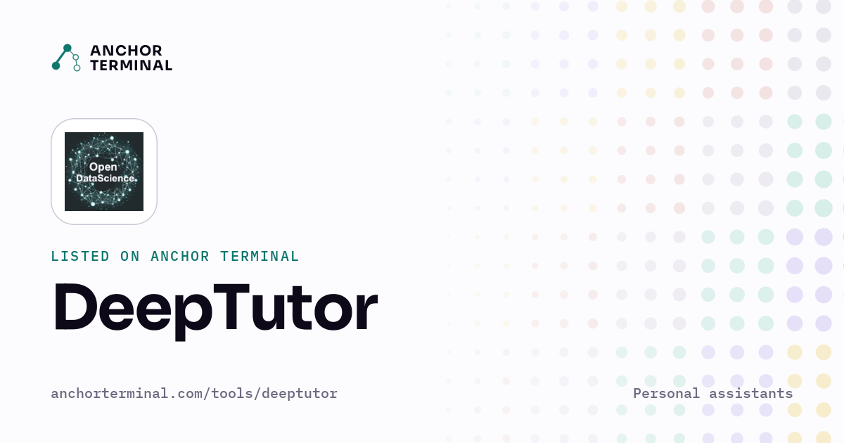 DeepTutor, listed on Anchor Terminal, light sharing image