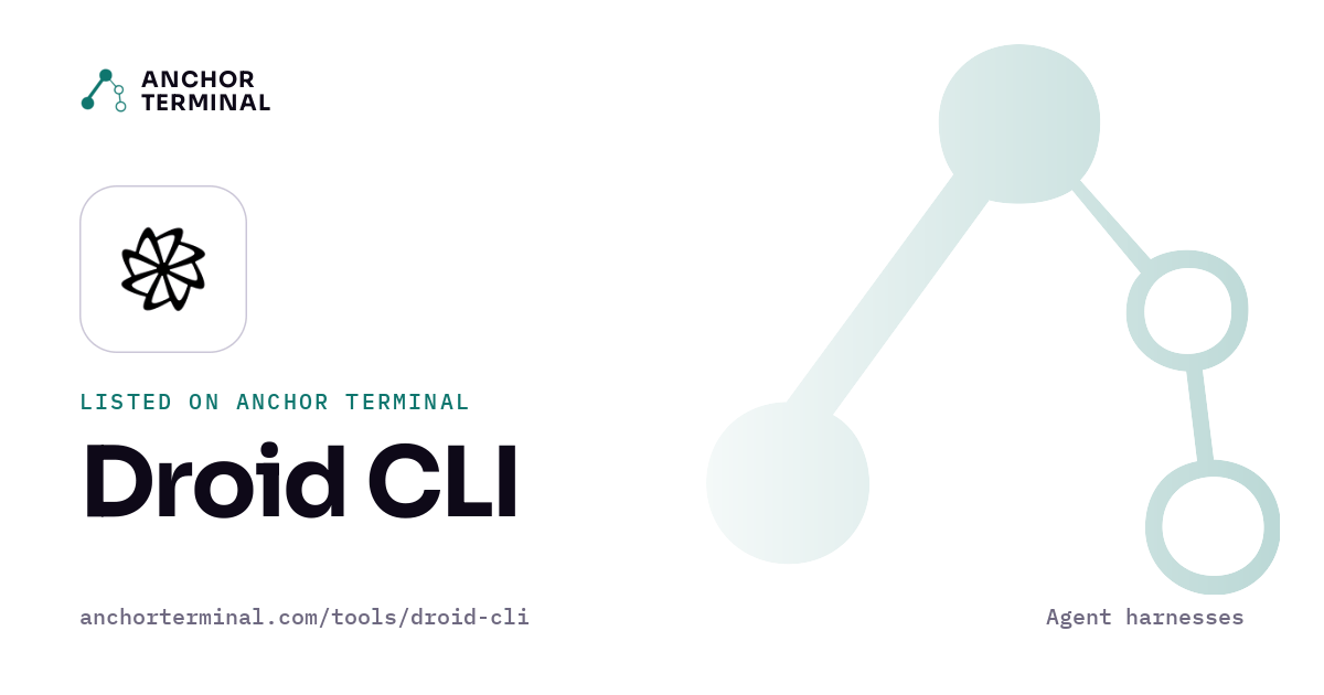 Droid CLI, listed on Anchor Terminal, light sharing image