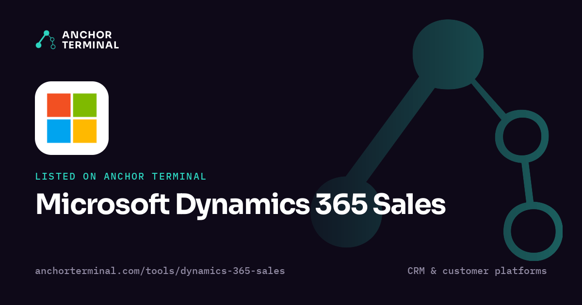 Microsoft Dynamics 365 Sales, listed on Anchor Terminal, dark sharing image
