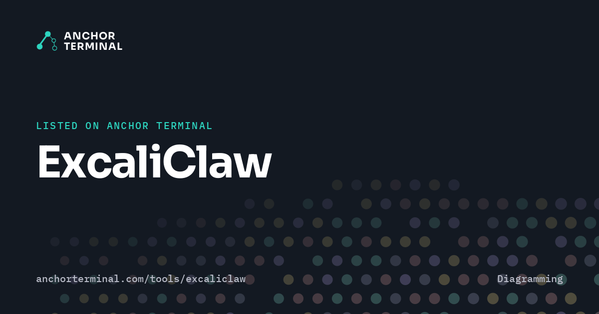 ExcaliClaw, listed on Anchor Terminal, dark sharing image