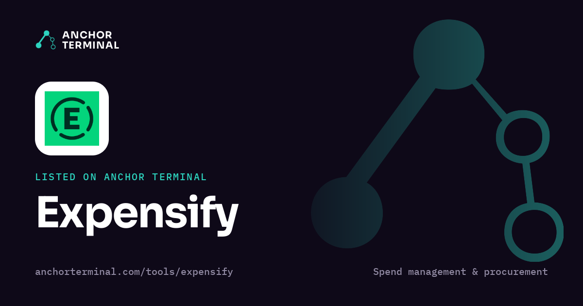Expensify, listed on Anchor Terminal, dark sharing image