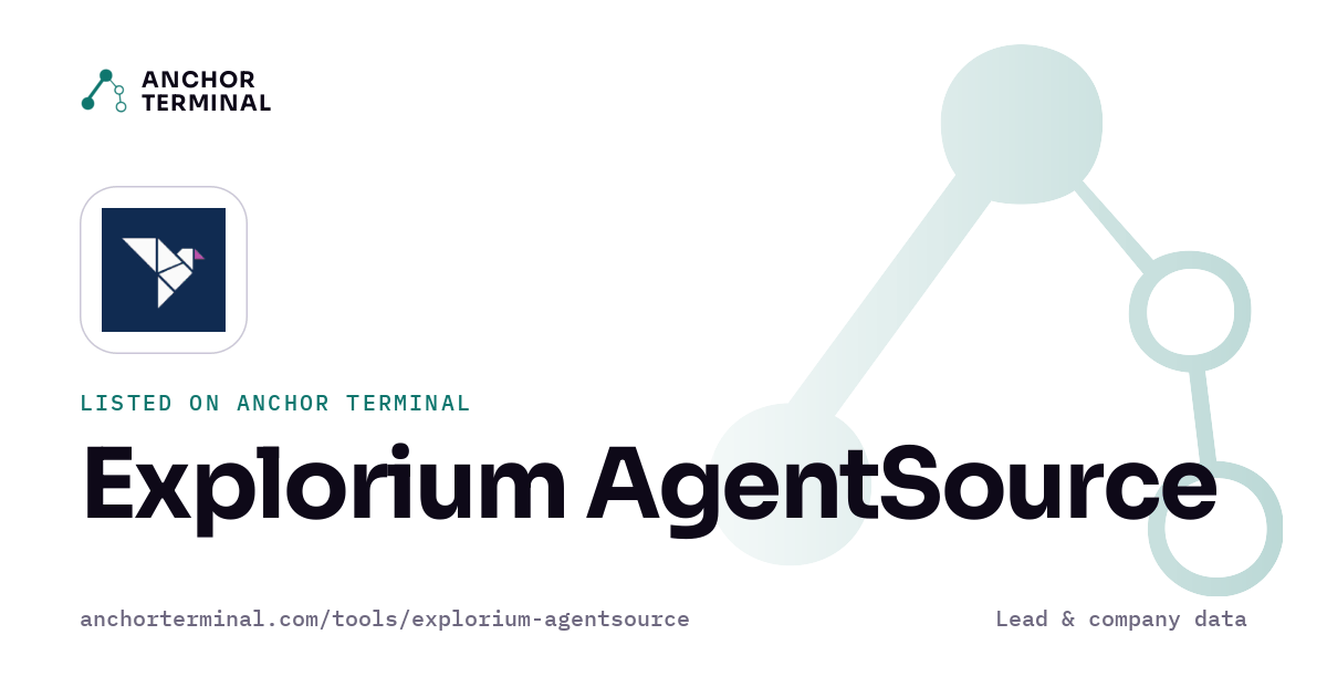 Explorium AgentSource, listed on Anchor Terminal, light sharing image
