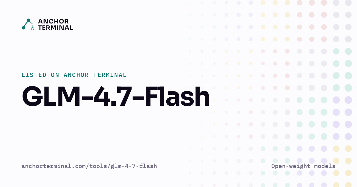GLM-4.7-Flash, listed on Anchor Terminal, light sharing image