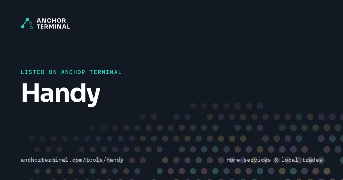 Handy, listed on Anchor Terminal, dark sharing image