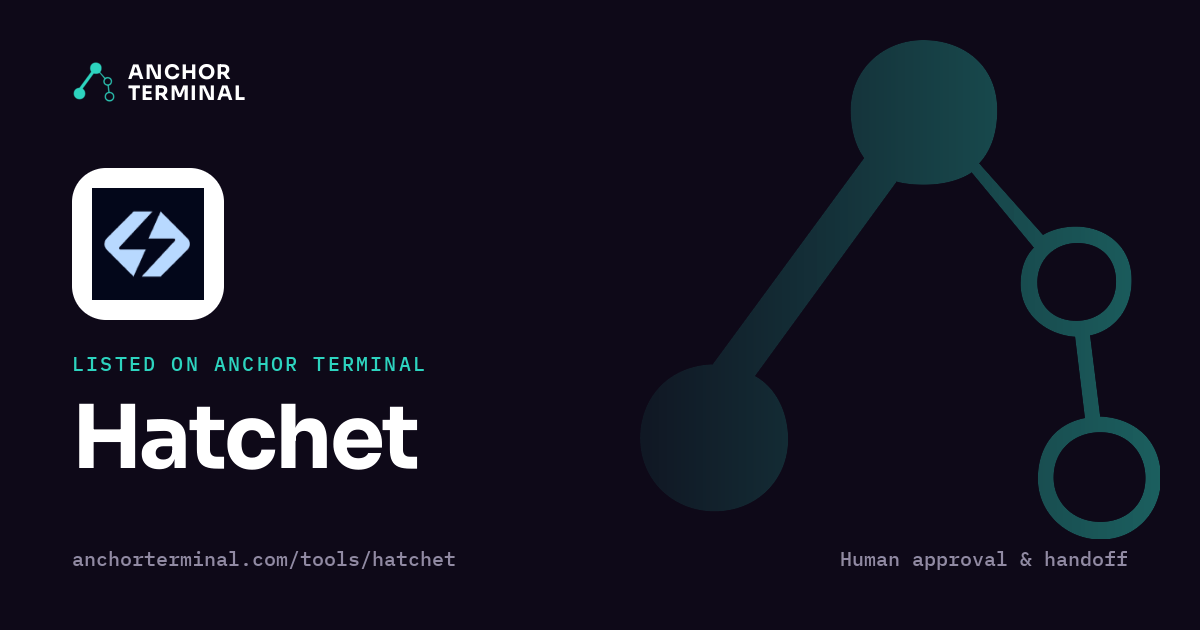 Hatchet, listed on Anchor Terminal, dark sharing image