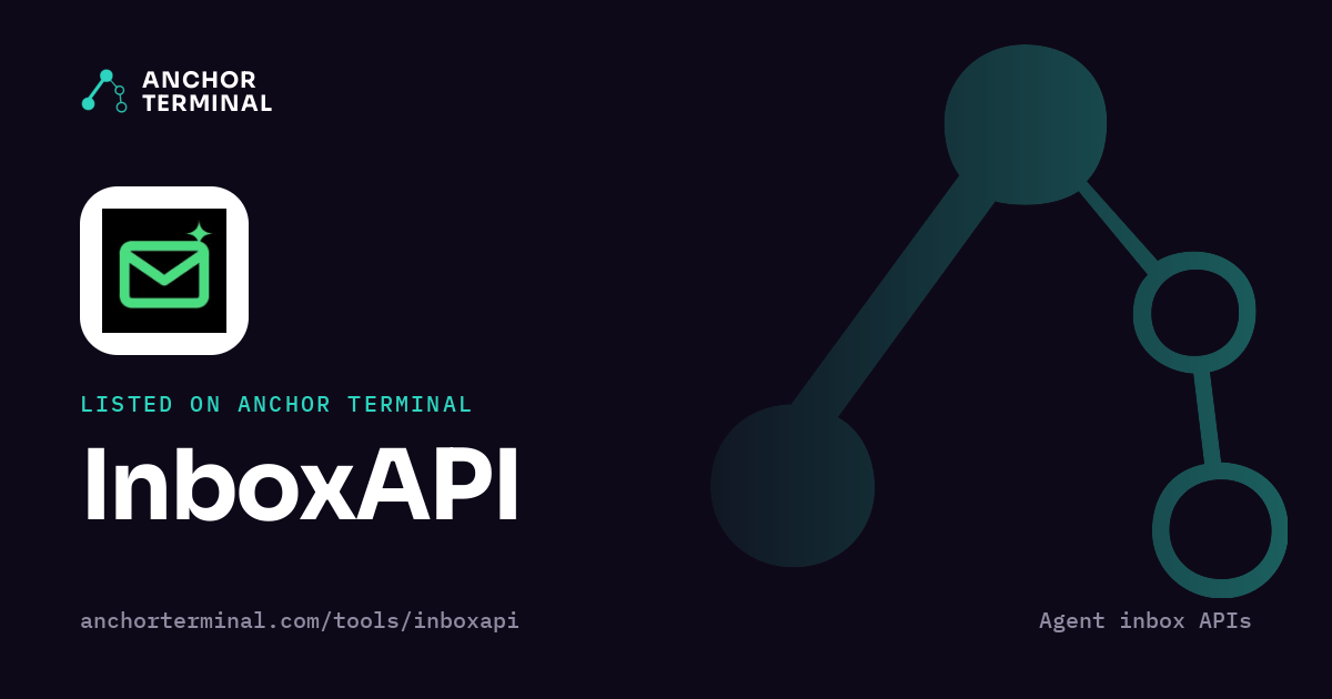 InboxAPI, listed on Anchor Terminal, dark sharing image