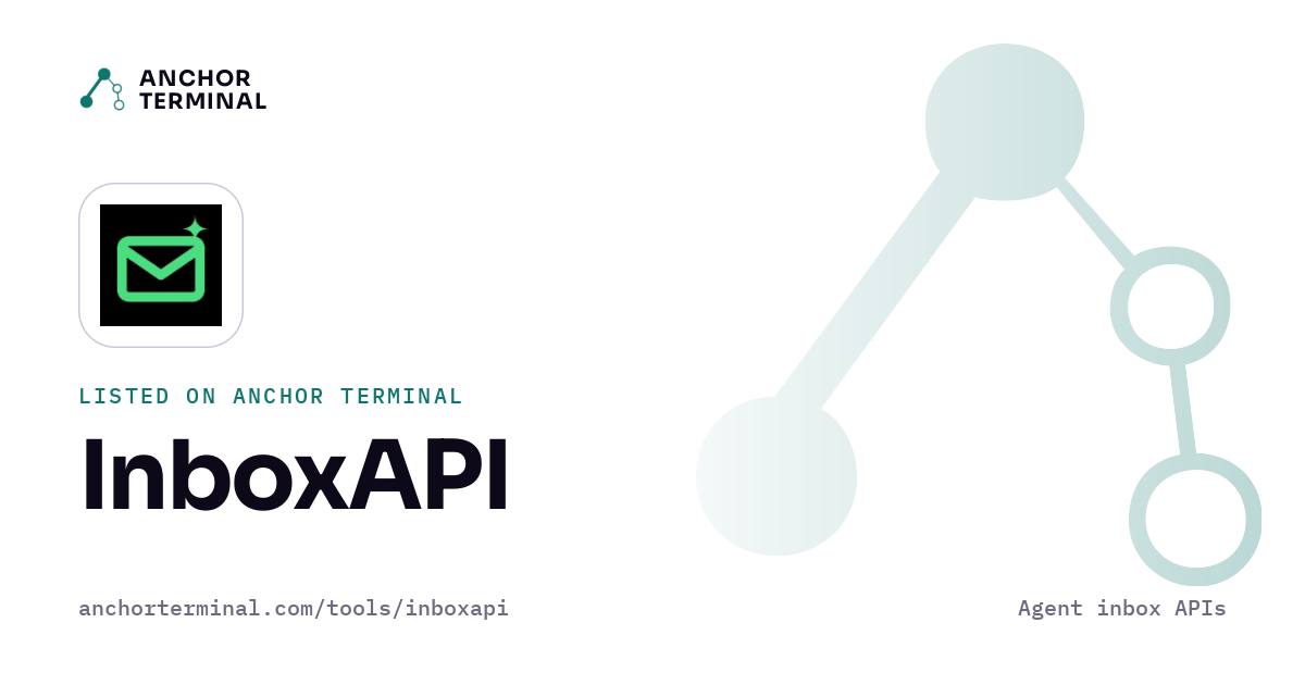 InboxAPI, listed on Anchor Terminal, light sharing image
