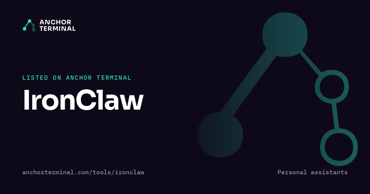 IronClaw, listed on Anchor Terminal, dark sharing image