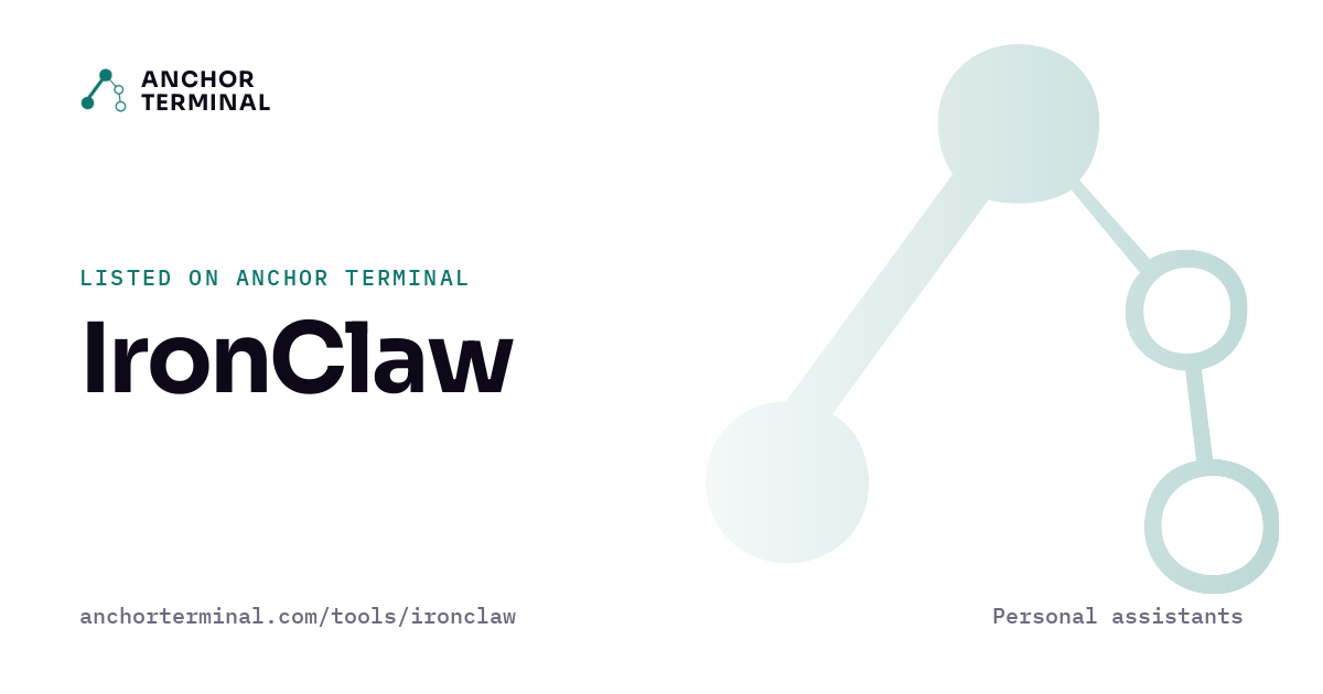 IronClaw, listed on Anchor Terminal, light sharing image