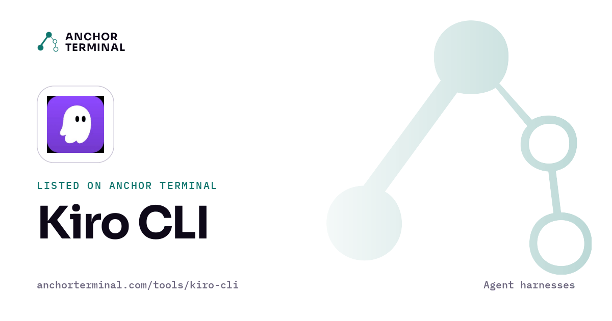 Kiro CLI, listed on Anchor Terminal, light sharing image