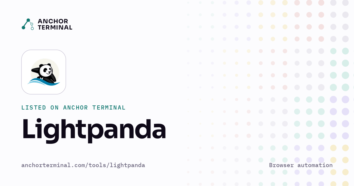 Lightpanda, listed on Anchor Terminal, light sharing image