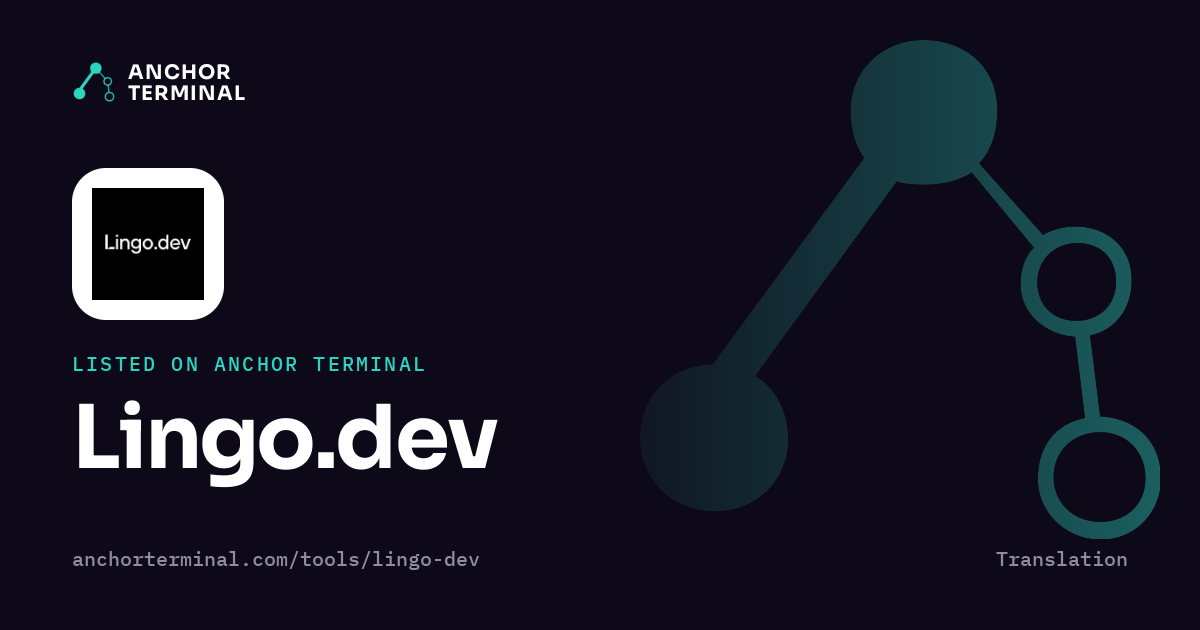 Lingo.dev, listed on Anchor Terminal, dark sharing image