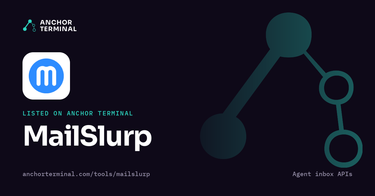 MailSlurp, listed on Anchor Terminal, dark sharing image
