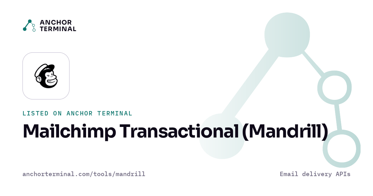 Mailchimp Transactional (Mandrill), listed on Anchor Terminal, light sharing image