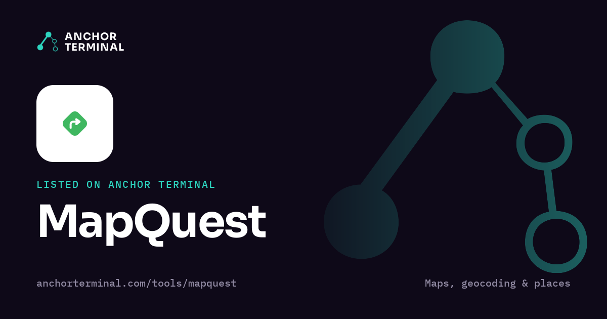 MapQuest, listed on Anchor Terminal, dark sharing image