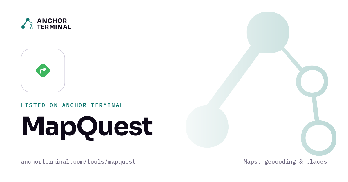 MapQuest, listed on Anchor Terminal, light sharing image