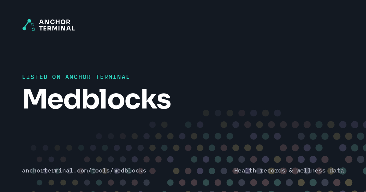 Medblocks, listed on Anchor Terminal, dark sharing image