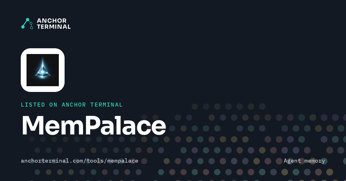 MemPalace, listed on Anchor Terminal, dark sharing image