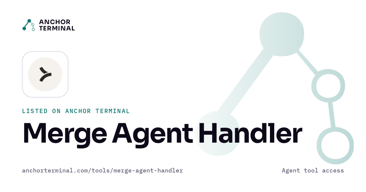 Merge Agent Handler, listed on Anchor Terminal, light sharing image