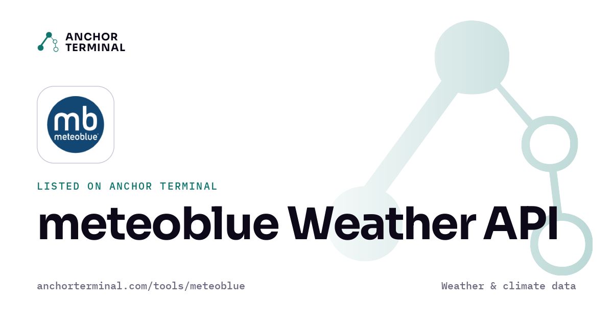 meteoblue Weather API, listed on Anchor Terminal, light sharing image