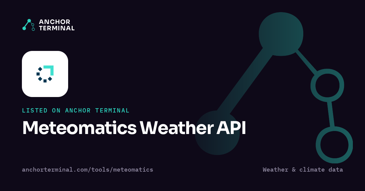 Meteomatics Weather API, listed on Anchor Terminal, dark sharing image