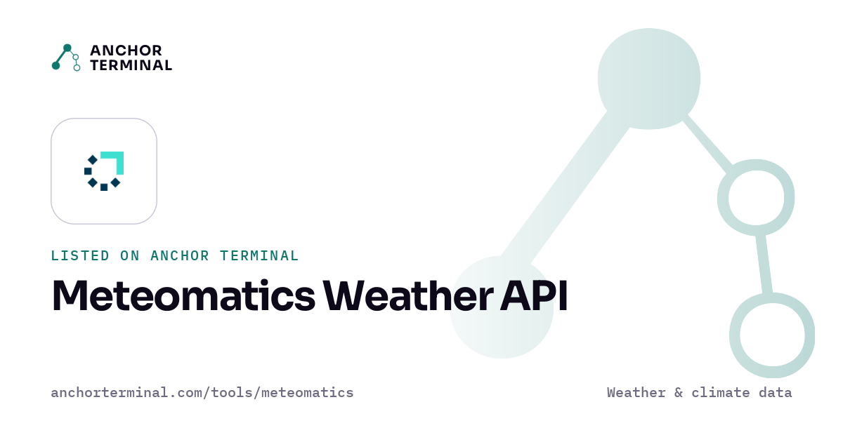Meteomatics Weather API, listed on Anchor Terminal, light sharing image