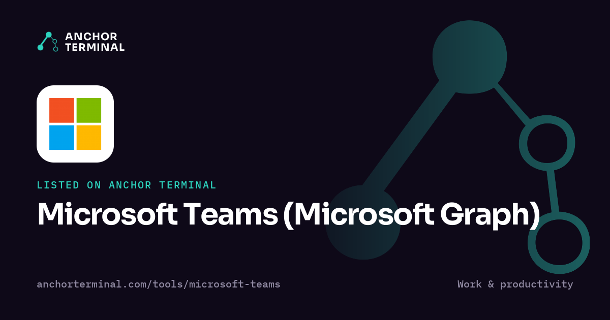 Microsoft Teams (Microsoft Graph), listed on Anchor Terminal, dark sharing image