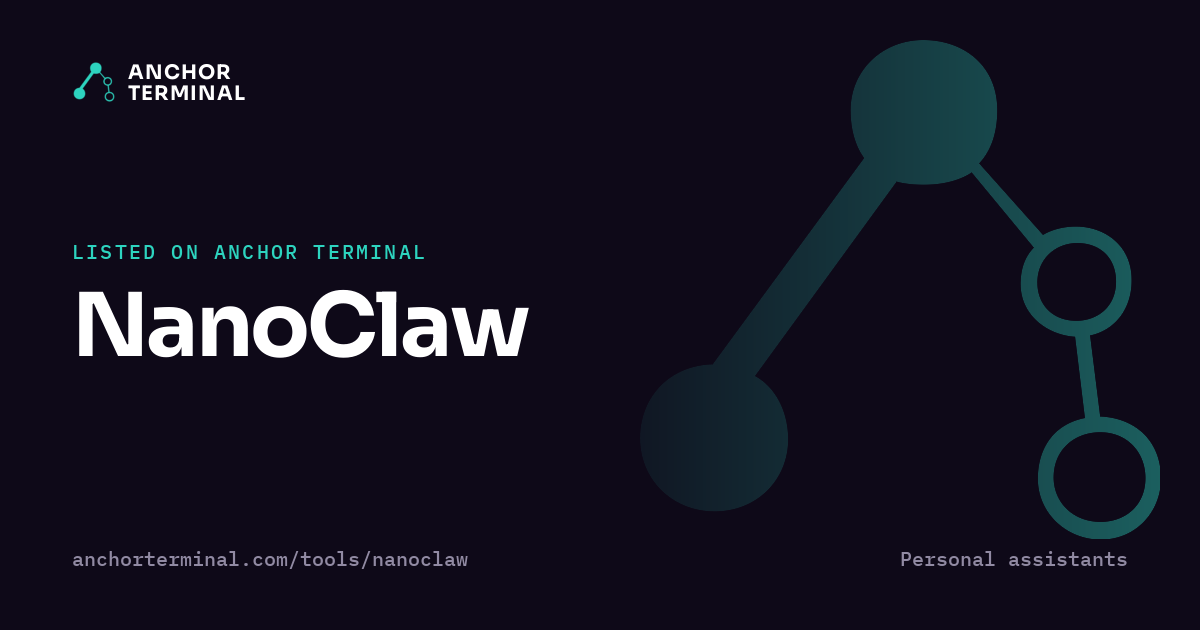 NanoClaw, listed on Anchor Terminal, dark sharing image