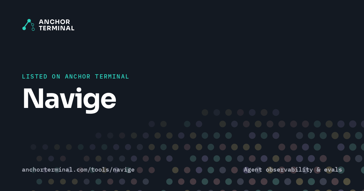 Navige, listed on Anchor Terminal, dark sharing image